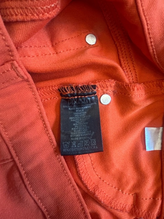 Bright Orange Stretch Skinny Pants Dinamit Golden Jeans 25 Italian - Picture 9 of 10